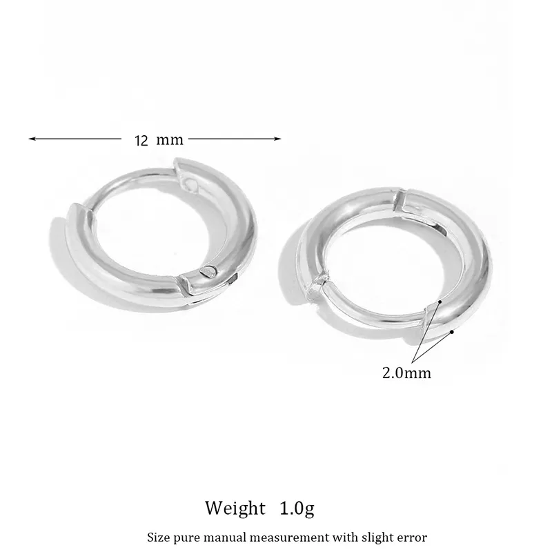 Sleek stainless steel hoop earring with a simple and elegant design.