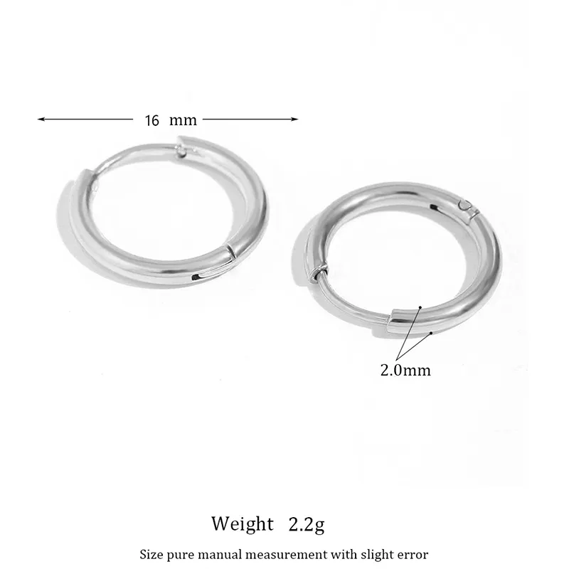 Sleek stainless steel hoop earring with a simple and elegant design.