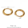 Gold 14mm hoop earrings, lightweight and durable with a sleek design.