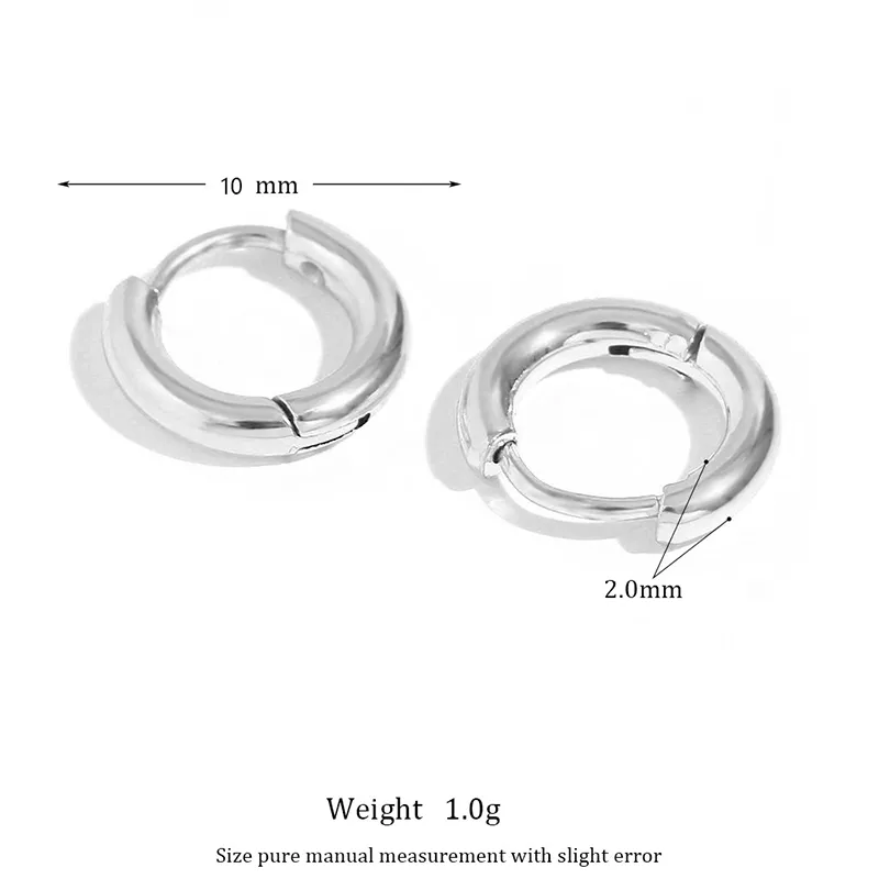 Durable stainless steel 10mm hoop earring, stylish and shiny finish.