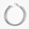 A stainless steel wheat chain bracelet with a polished silver-tone finish and lobster clasp, displayed against a white background.