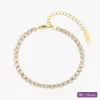 18K gold bracelet with oval cubic zirconia stones, waterproof, fade-resistant, and hypoallergenic design.