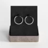 Stainless steel hoop earrings with sleek design, presented in a stylish gift box.