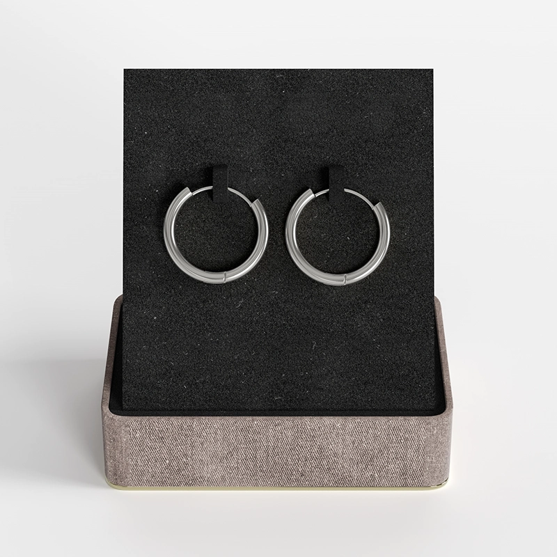 Stainless steel hoop earrings with sleek design, presented in a stylish gift box.